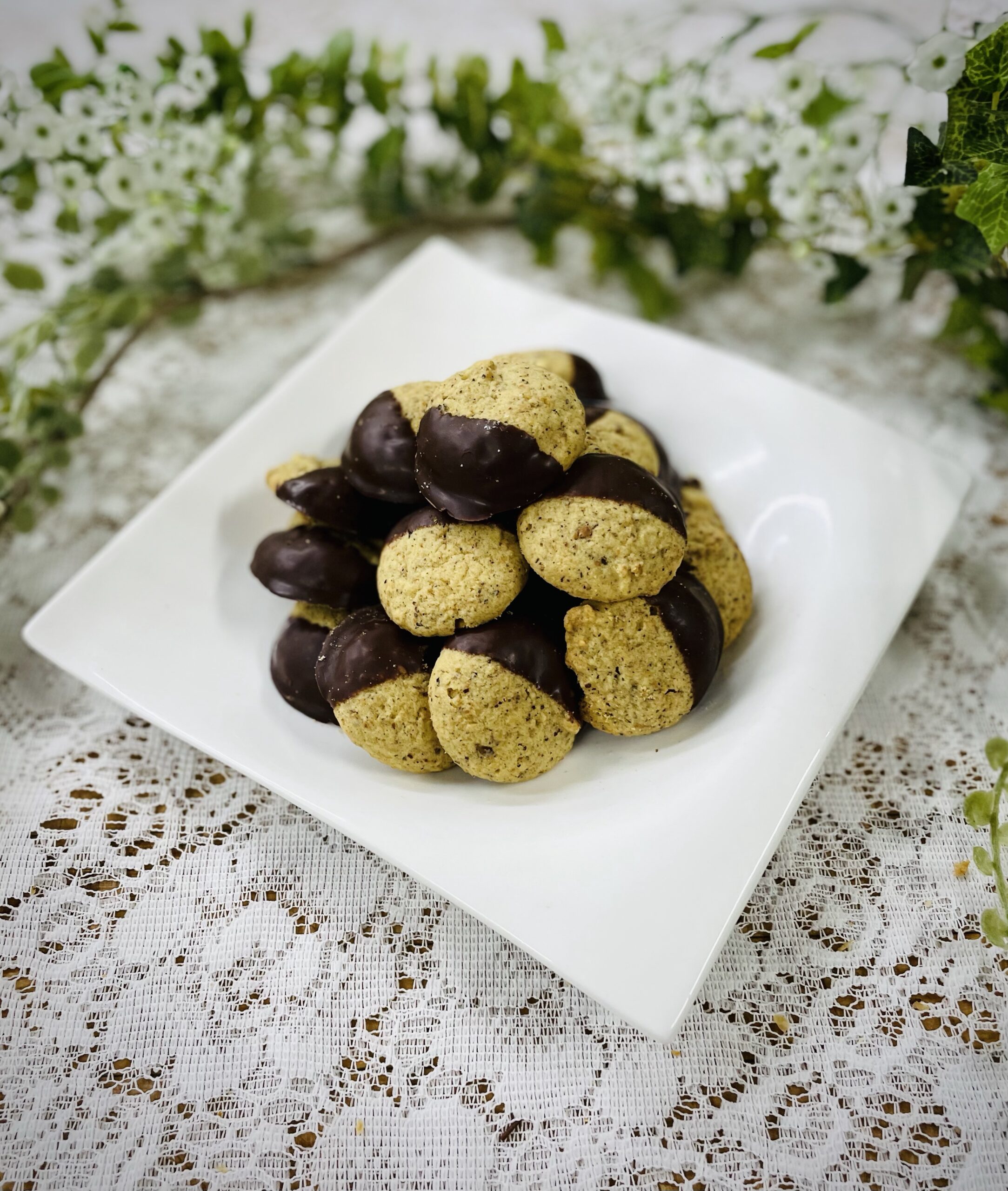 Chocolate Dipped Hazelnut Cookies