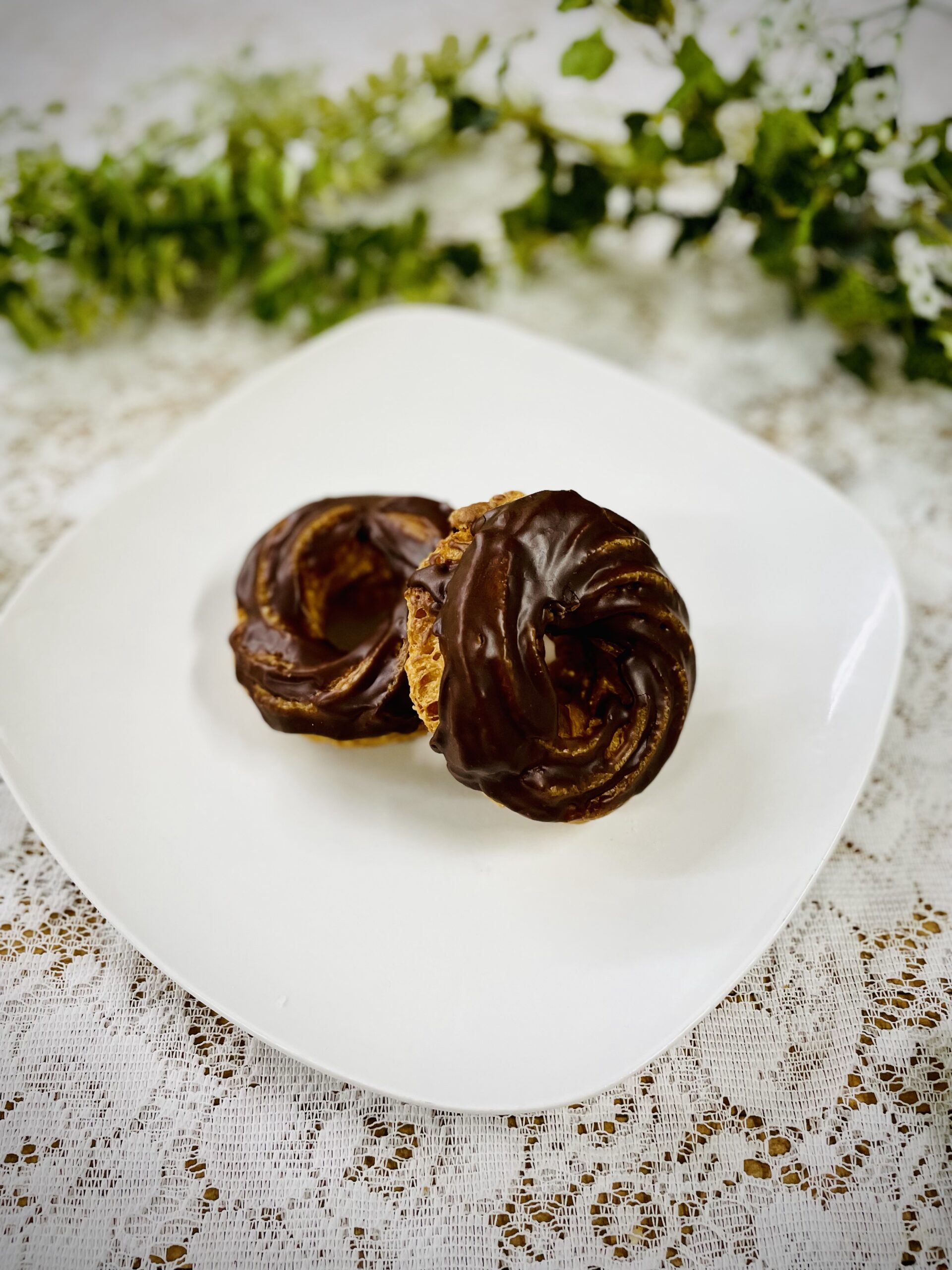Chocolate Dipped French Cruller Donut